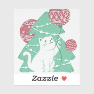Frohe Weihnachten: Katzen und Ornamente Aufkleber
