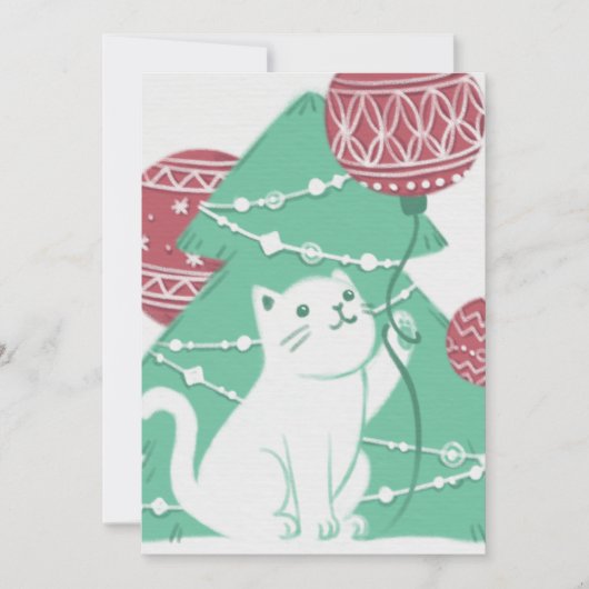 Frohe Weihnachten: Katzen und Ornamente Einladung (Vorderseite)