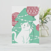 Frohe Weihnachten: Katzen und Ornamente Einladung (Stehend Vorderseite)