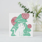 Frohe Weihnachten: Katzen und Ornamente Einladung (Stehend Vorderseite)