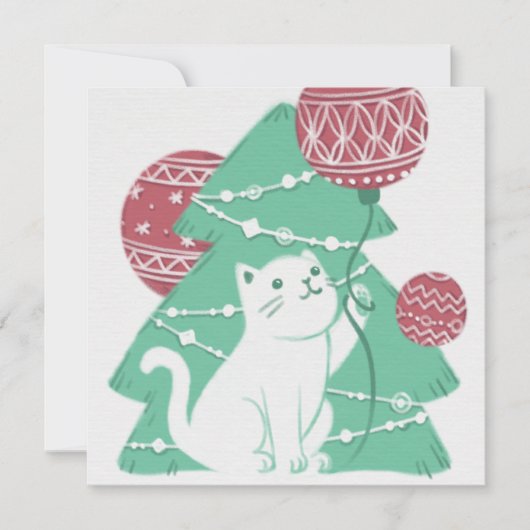 Frohe Weihnachten: Katzen und Ornamente Einladung (Vorderseite)