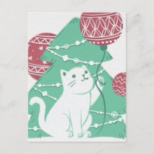 Frohe Weihnachten: Katzen und Ornamente Postkarte