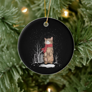 Frohe Weihnachten Katzen Weihnachten Schnee Kätzch Keramik Ornament