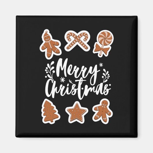 Frohe Weihnachten Kekse Gingerbread Mann Baum Köni Magnet (Vorne)