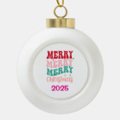Frohe Weihnachten Keramik Kugel-Ornament (Vorderseite)