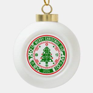 Frohe Weihnachten Keramik Kugel-Ornament