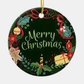 Frohe Weihnachten Keramik Ornament (Vorne)