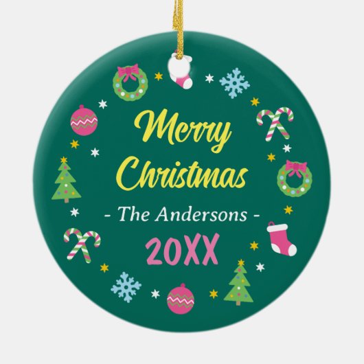 Frohe Weihnachten Keramik Ornament (Hinten)