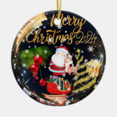 Frohe Weihnachten Keramik Ornament (Vorne)