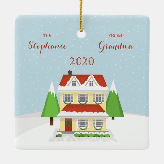 Frohe Weihnachten Keramikornament (Rückseite)