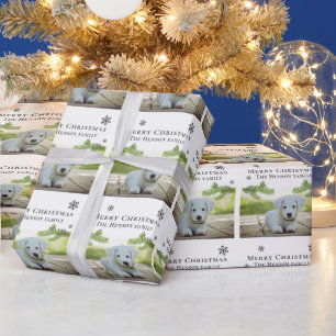 Frohe Weihnachten Kiefer Welpe Hund Haustier Foto Geschenkpapier