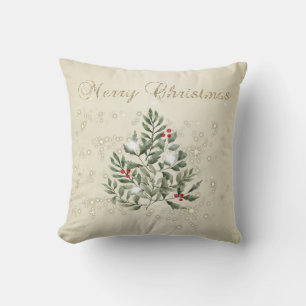 Frohe Weihnachten, Kiefernbäume Glitzern Kissen