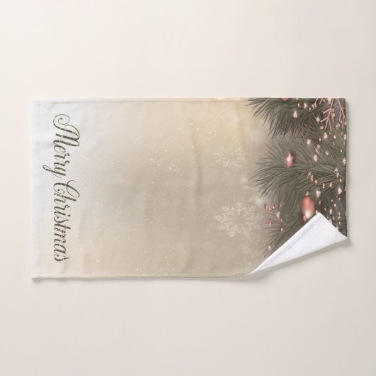 Frohe Weihnachten, KiefernbäumeBälle, Schneeflocke Badhandtuch Set (Handtuch)