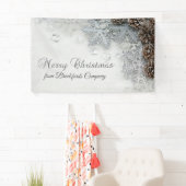 Frohe Weihnachten, Kiefernfüße, Schneeflocken Banner (Insitu)