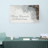 Frohe Weihnachten, Kiefernfüße, Schneeflocken Banner (Messeveranstaltung)