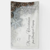 Frohe Weihnachten, Kiefernfüße, Schneeflocken Banner (Vertikal)