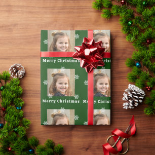 Frohe Weihnachten Kind Foto grüne Weihnachten Geschenkpapier