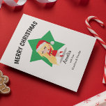 Frohe Weihnachten | Kinder<br><div class="desc">Diese niedliche Weihnachtskarte für Mädchen,  mit einem Cartoon in einem Santa-Outfit gekleidet,  mit ihrem Namen unten und einer einfachen Nachricht und wer es ist. Alle Stile,  Größe und Farbe des Schriftartes können durch einen Klick auf den Link nach der Personalisierung angepasst werden.</div>