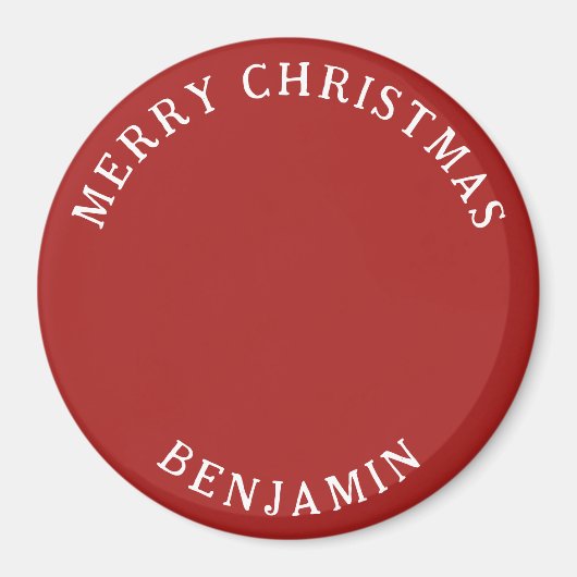 Frohe Weihnachten, Kinder Foto und Name Rot Magnet (Vorne)