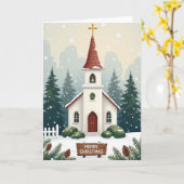 Frohe Weihnachten Kirche Schnee Karte (Gelbe Blume)