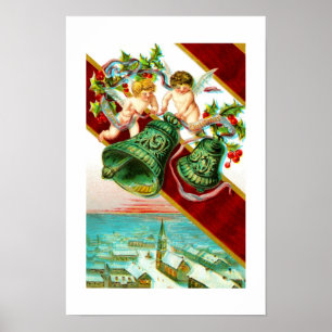 Frohe Weihnachten, Kirschen und Glocken Poster
