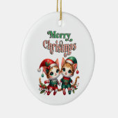 Frohe Weihnachten Kitten Elves Keramik Ornament (Rechts)