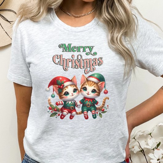Frohe Weihnachten Kitten Elves T-Shirt