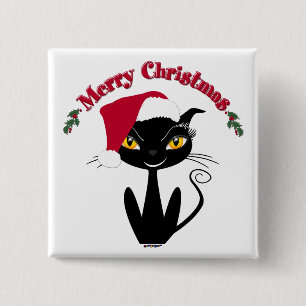 Frohe Weihnachten Kitty Katze Button