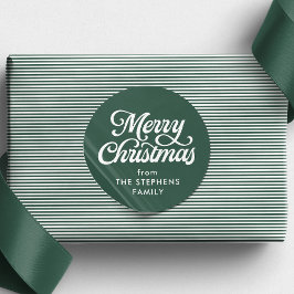 Frohe Weihnachten Klassik Grün Urlaub Geschenk Runder Aufkleber