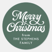 Frohe Weihnachten Klassik Grün Urlaub Geschenk Runder Aufkleber (Vorderseite)