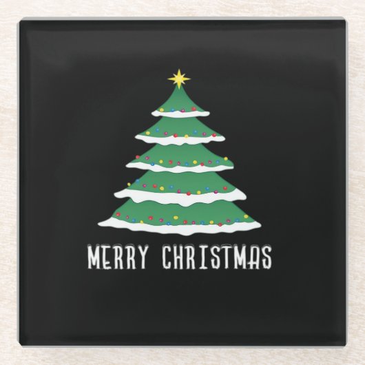 Frohe Weihnachten Klassiker Glasuntersetzer (Vorderseite)