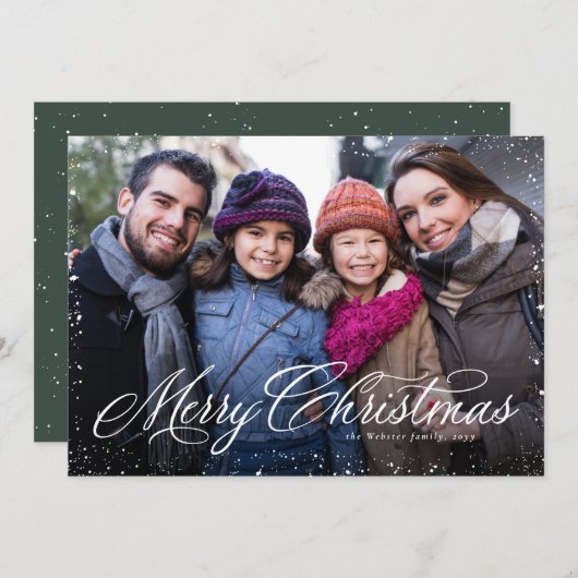 Frohe Weihnachten klassisch ein Foto grün (Vorne/Hinten)