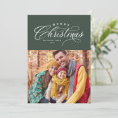 Frohe Weihnachten klassisch elegant grün ein Foto (Stehend Vorderseite)