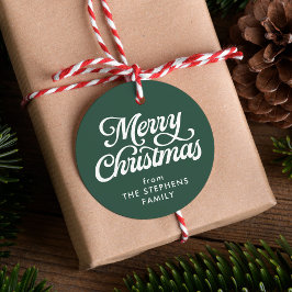 Frohe Weihnachten klassische grüne Weihnachtsgesch Geschenkanhänger