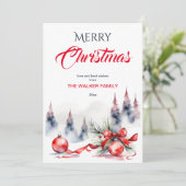 Frohe Weihnachten klassische rote Baubles und Kief (Stehend Vorderseite)