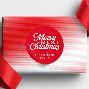 Frohe Weihnachten klassische rote Feiertage Gesche Runder Aufkleber