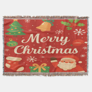 Frohe Weihnachten Klassische Rote Wurfdecke Decke
