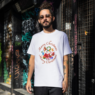 "Frohe Weihnachten" Klassische Santa & Holiday Ico Tri-Blend Shirt