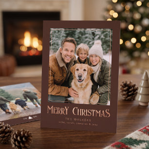Frohe Weihnachten Klassischer Bilderrahmen - Braun Folien Feiertagskarte