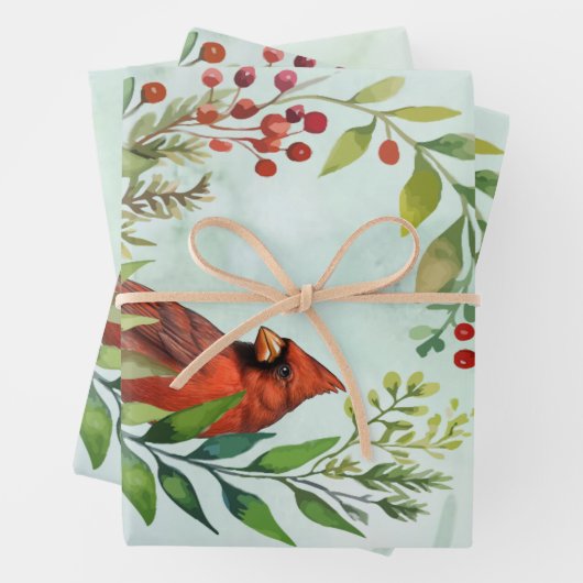 Frohe Weihnachten Klassischer Kardinal  Geschenkpapier Set (Beispiel)