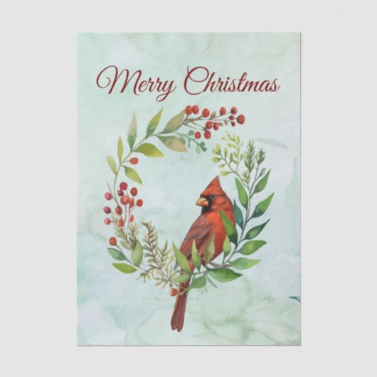Frohe Weihnachten Klassischer Kardinal  Seidenpapier (Vorderseite)