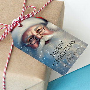 Frohe Weihnachten Klassischer Santa Schneefall Fam Geschenkanhänger