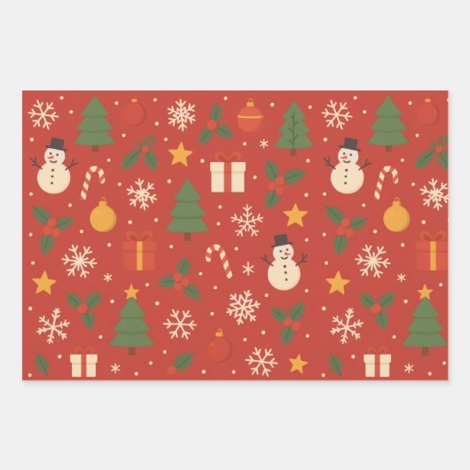 Frohe Weihnachten Klassischer Wrap Geschenkpapier Set (Vorderseite)