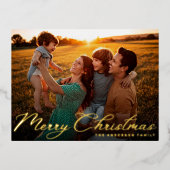 Frohe Weihnachten Klassisches Foto Folien Feiertagspostkarte (Vorderseite)