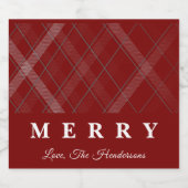 Frohe Weihnachten Klassisches Gingham Custom Schaumweinetikett (Einzelnes Label)
