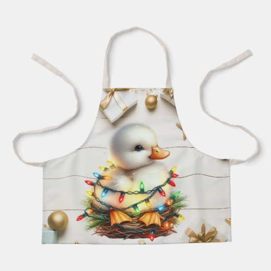 Frohe Weihnachten kleine Duckling in den Lichtern  Schürze (Vorderseite)