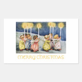 Frohe Weihnachten Kleine Engel Rechteckiger Aufkleber (Vorderseite)