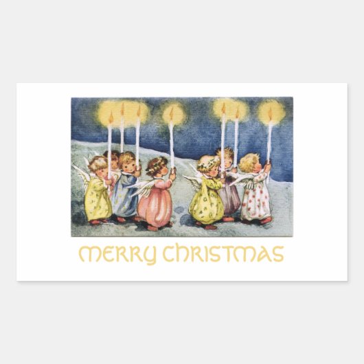 Frohe Weihnachten Kleine Engel Rechteckiger Aufkleber (Vorderseite)