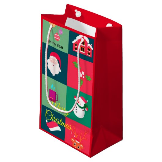 Frohe Weihnachten Kleine Geschenktüte (Vorderseite Schrägansicht)