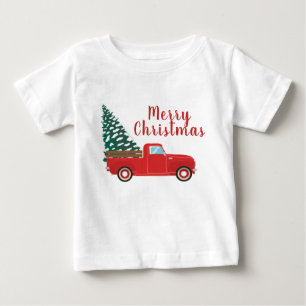 Frohe Weihnachten Kleiner Roter Pickup-Tannenbaum Baby T-shirt